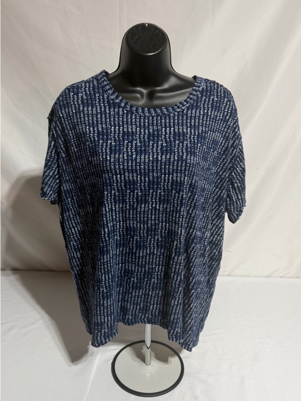 Free People We The Free Nina Printed Oversized Tunic Tee Navy Blue/  Small